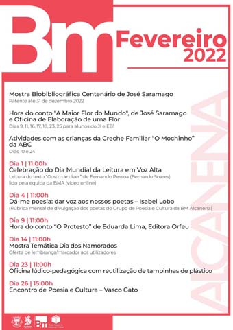 Programação da Biblioteca Municipal Dr. Carlos Nunes Ferreira para o mês de fevereiro de 2022