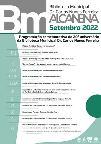 Programação da Biblioteca Municipal Dr. Carlos Nunes Ferreira para o mês de setembro de 2022